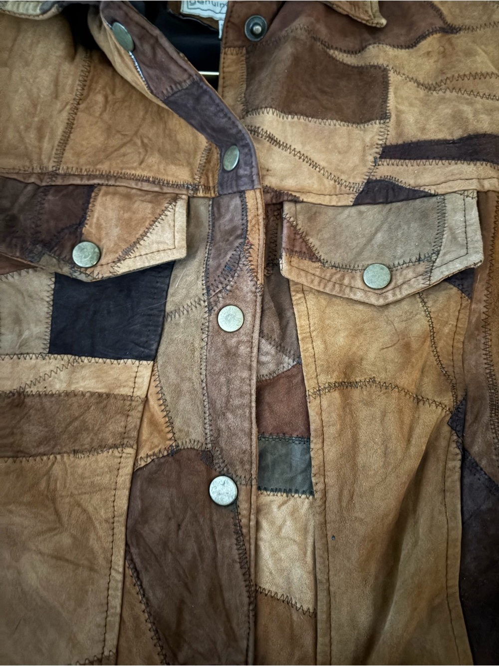 Patchwork Leather Jacket 70s inspired - Picture 9 of 10
